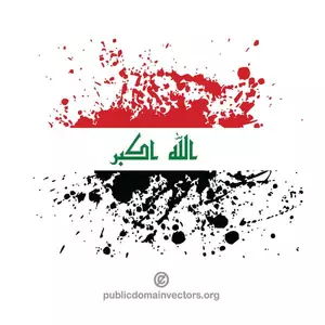 Bandera de Irak dentro de salpicaduras de tinta
