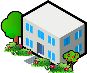 Vector image of flat roof house