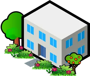 Vector image of flat roof house