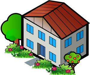 Vector clip art of red roof home