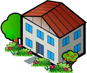 Clip-art vector da casa de telhado vermelho
