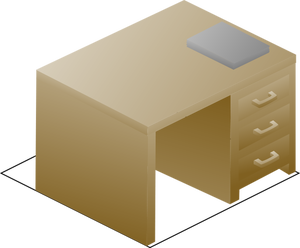 Vector clipart de bureau isométrique à gauche vue de face avec livre