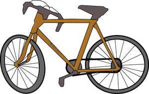 Cartoon brown bicycle color image.