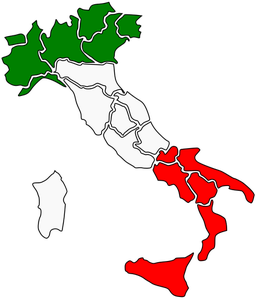 Italië kaart met regio's vector afbeelding