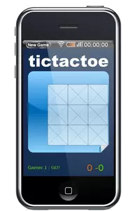 IPhone met tictactoe spel op scherm vector afbeelding