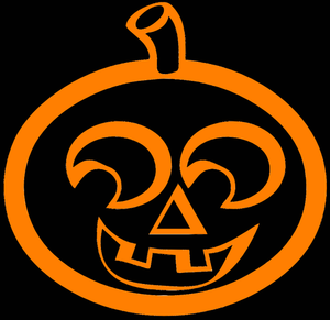 Citrouille d'Halloween en riant sur illustration vectorielle fond noir