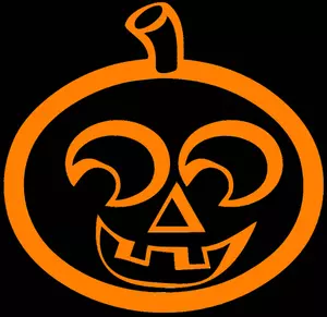 Lachend Halloween-Kürbis auf schwarzem Hintergrund-Vektor-illustration