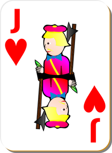 Vector de tarjeta Jota de corazones juegos de dibujo