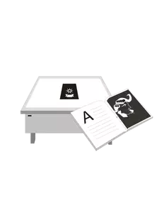 Desk and book next to it vector graphics