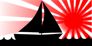 Sailboat Under Red Sun Vector