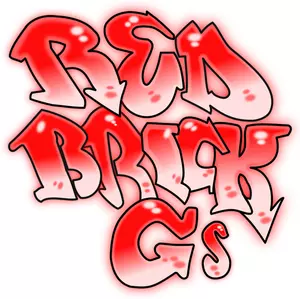 Graffiti schrijven '' rode bakstenen gs'' vectorafbeeldingen