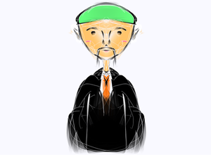 Vector Illustrasjon av grønn-haired gamle mannen