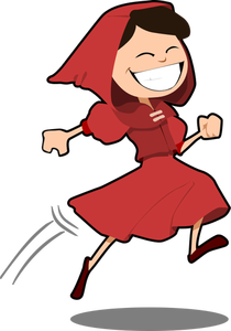 Illustration vectorielle de la souriante jeune fille en robe rouge