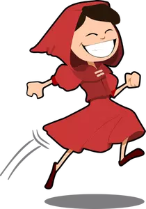 Vektor ilustrasi tersenyum gadis dalam gaun merah
