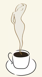 Vector miniaturi de femeie într-o ceaşcă de cafea