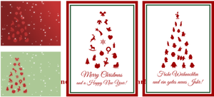 Immagine vettoriale di set di cartoline di Natale in inglese e tedesco