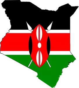 Kenia kartta ja lippu