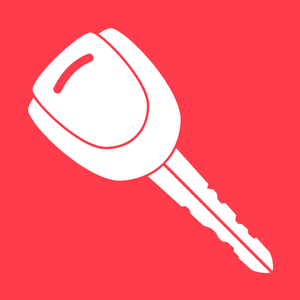 Vektor-Illustration von roten Fahrzeug Tür Schlüssel logo