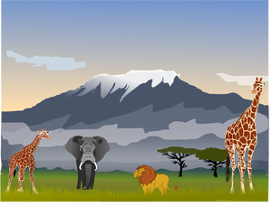 Muntele Kilimanjaro peisaj vector illustration