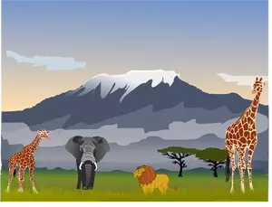 Ilustración de vector de paisaje de Monte Kilimanjaro