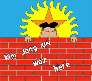 Kim Jong-Un woz di sini poster vektor ilustrasi