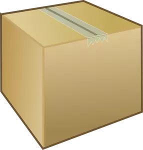 Una scatola di imballaggio in cartone con nastro tenendolo Chiudi immagine vettoriale