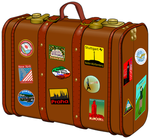 Valigia con disegno vettoriale di viaggio adesivi