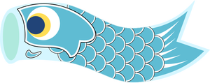 Disegno di Koinobori banderuola di luce blu vettoriale