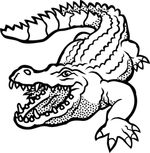 Dibujo del arte de línea manchada cocodrilo vectorial