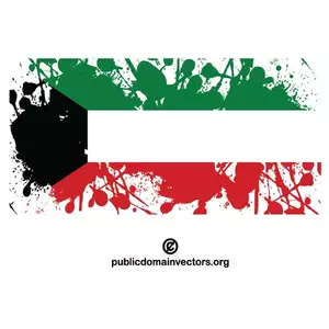 Flag of Kuwait with ink spatter