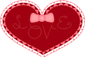 Valentinstag Herz mit Spitze und Liebe genäht auf Vektor-Bild