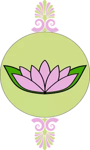Flor de loto en marco verde redondo