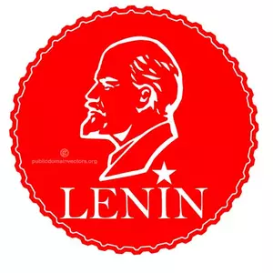 Red badge with Lenin vector image