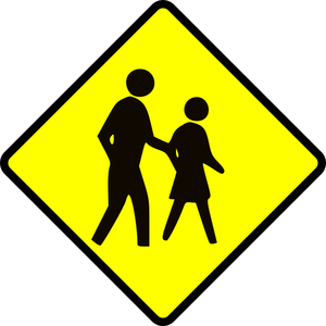 Adults crossing caution sign vector image