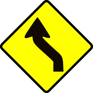 Curve in road caution sign vector image