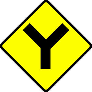Y-road Varning tecken vektorbild