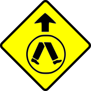 Pedestrian crossing caution sign vector image
