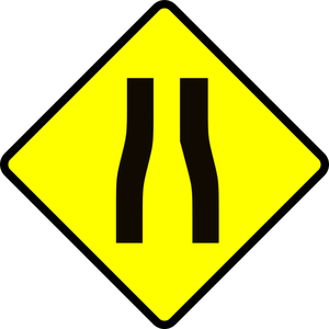 Road vernauwt voorzichtigheid teken vector afbeelding