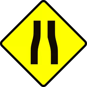 Road narrows caution sign vector image