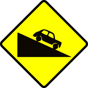 Steep hill down caution sign vector image