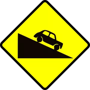 Steep hill down caution sign vector image