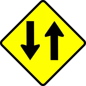 Twee richtingen verkeersbord voorzichtigheid vector afbeelding