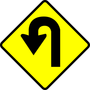 U-sväng Varning tecken vektorbild