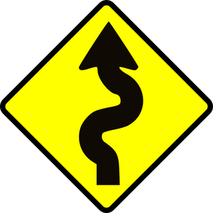 Kronkelende weg Let op teken vector afbeelding