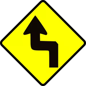 First left double bend traffic roadsign vector image