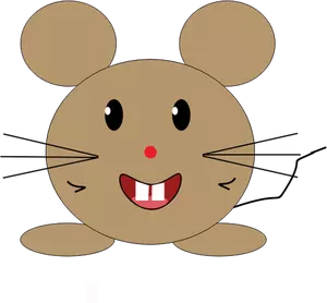 Vector illustration of smiling brown cartoon mouse