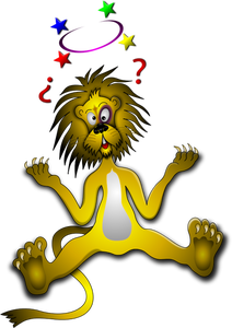 Vetor desenho de leão com olho roxo