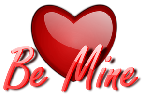 Glossy vector image of heart with be mine wording