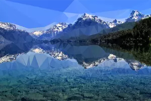 Low poly lake vector image