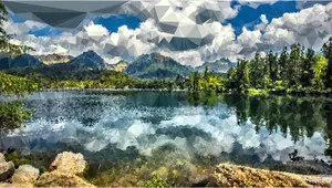 Low Poly lake and mountains
